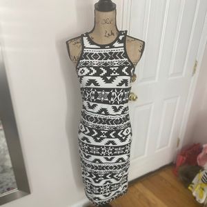 Aztec Pattern Bodycon Midi Dress